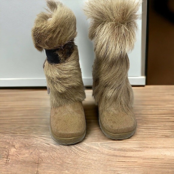 Bearpaw Kola II Brown Goat Fur Calf Skin Leather Suede Winter Snow Boots / US 4 - Picture 1 of 9